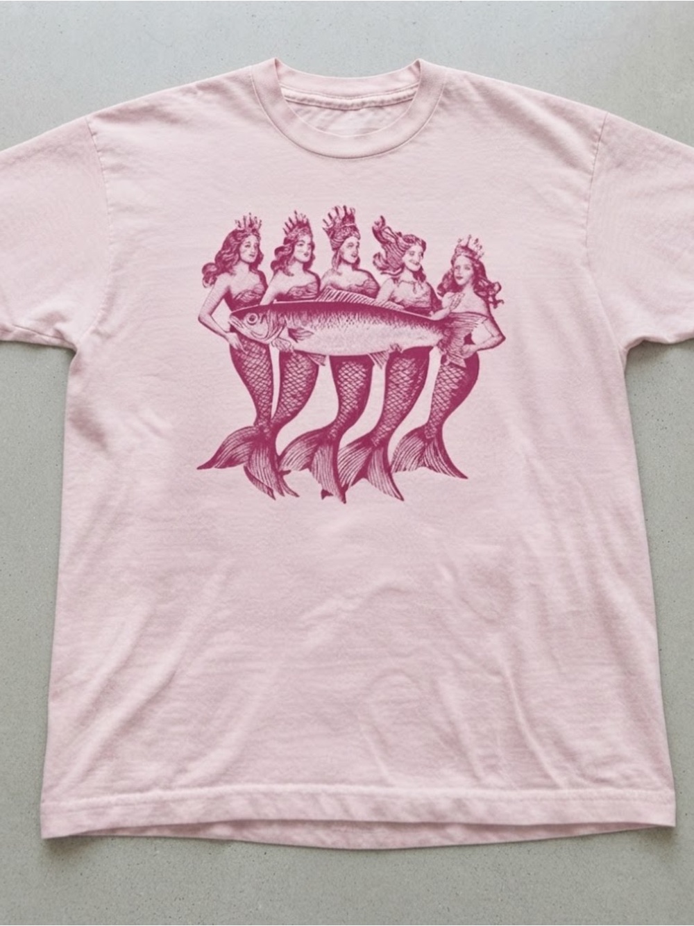 Pink Mermaid Quartet Fish Graphic Gildan T-Shirt